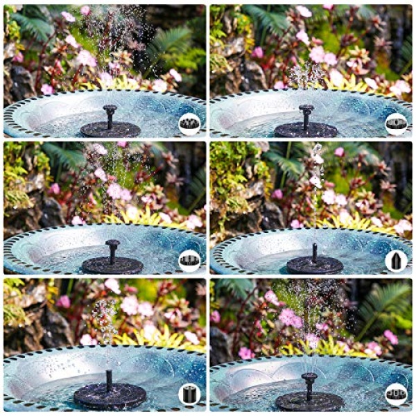 AISITIN 2.5W Solar Fountain Pump, Solar Bird Bath Fountain with 6 Nozzles, Solar Water Fountain for Bird Bath, Garden, Ponds, Pool, Fish Tank, Outdoor - Image 6