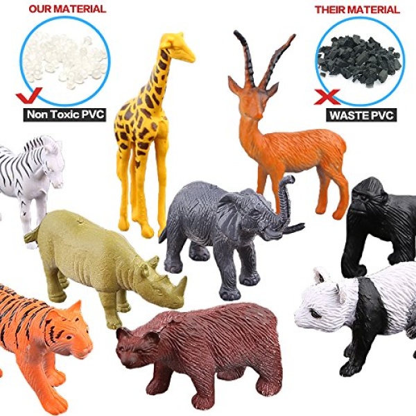 Animals Figure,54 Piece Mini Jungle Animals Toys Set,ValeforToy Realistic Wild Vinyl Plastic Animal Learning Party Favors Toys for Boys Girls Kids Toddlers Forest Small Animals Playset Cupcake Topper - Image 4