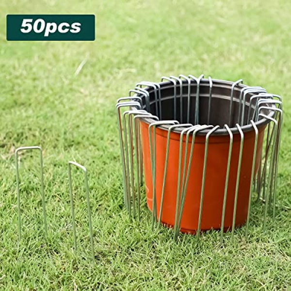 FEED GARDEN Galvanized Landscape Staples 6 Inch 50 Pack 11 Gauge Anti-Rust Garden Stakes Landscaping Fabric SOD Pins Yard Stakes for Weed Barrier Fabric - Image 4