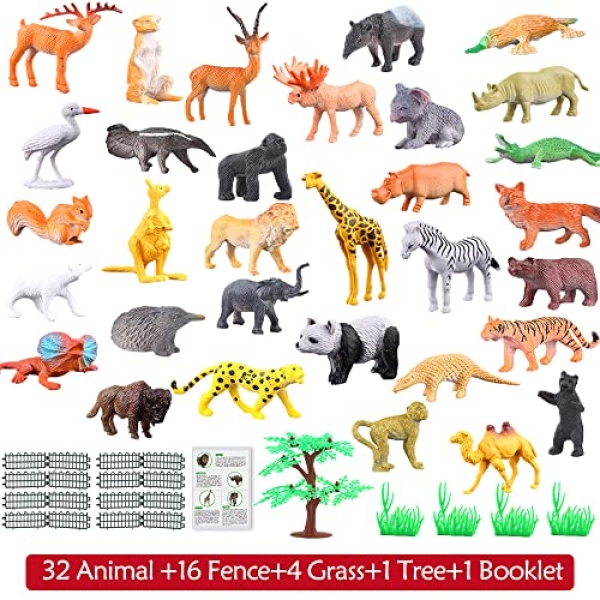 Animals Figure,54 Piece Mini Jungle Animals Toys Set,ValeforToy Realistic Wild Vinyl Plastic Animal Learning Party Favors Toys for Boys Girls Kids Toddlers Forest Small Animals Playset Cupcake Topper - Image 7