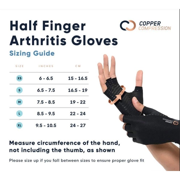 Copper Compression Arthritis Gloves - Orthopedic Brace - Copper Infused Fingerless Glove for Arthritis Pain, RSI, Rheumatoid, Tendonitis, Hand Pain, Computer Typing. Fits Women & Men - 1 Pair (Medium) - Image 6