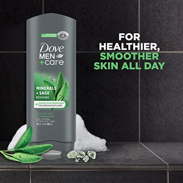 Dove Men+Care Elements Body Wash Mineral+Sage 18 oz Effectively Washes Away Bacteria While Nourishing Your Skin - Image 6