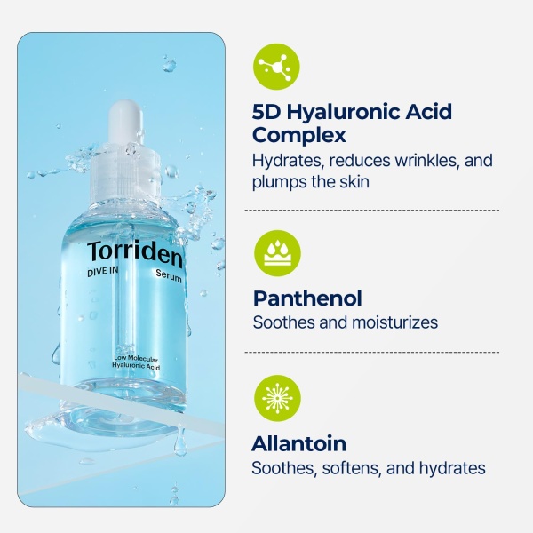 Torriden DIVE-IN Low-Molecular Hyaluronic Acid Serum, 1.69 fl oz | Fragrance-free Face Serum for Dry, Dehydrated, Oily Skin | Vegan, Clean, Cruelty-Free Korean Skin Care - Image 5