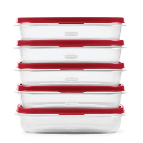 Rubbermaid EasyFindLids Meal Prep Containers, 5.5 Cup, Red - Image 6