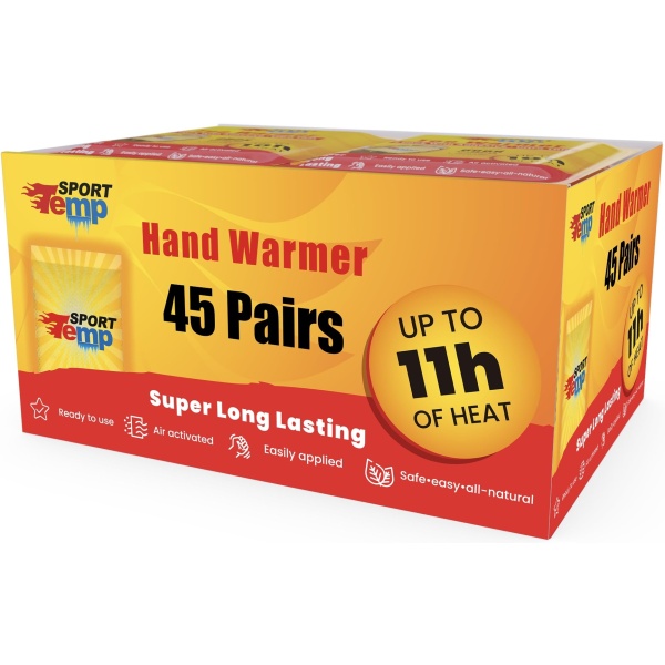 Odorless Hot Hand Warmer (45 Pairs) - Up to 11 Hours of Heat, Super Long Lasting - Easy, All Natural - Air Activated, for Body& Toes - Sport Temp