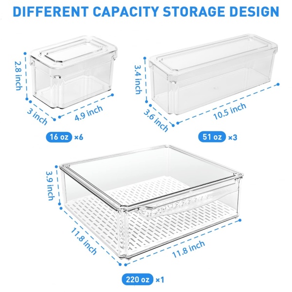 Pomeat 10 Pack Fridge Organizer, Stackable Refrigerator Organizer Bins with Lids, BPA-Free Produce Fruit Storage Containers for Fridge Organizers and Storage Clear for Food, Drinks, Vegetable Storage - Image 4