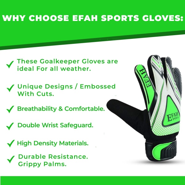 EFAH SPORTS Soccer Goalie Goalkeeper Gloves for Kids Boys Children Football Gloves with Strong Grips - Image 3