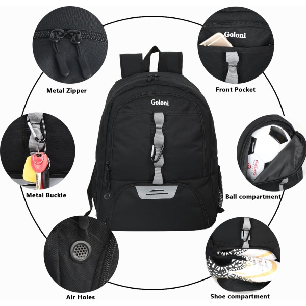 Goloni | Youth Basketball Soccer Backpack Bag - Soccer Backpack & Bags for Basketball, Volleyball & Football Sports, Includes Separate Cleat Shoe and Ball Compartment - Image 4