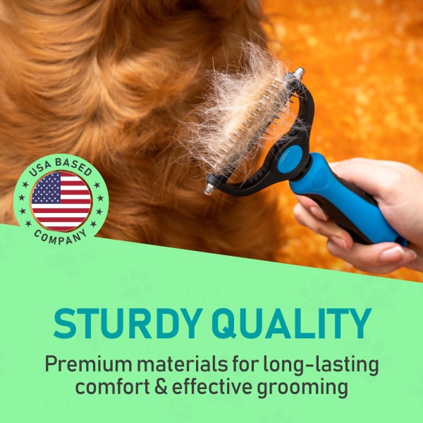 Maxpower Planet Pet Grooming Brush - Double Sided Shedding, Dematting Undercoat Rake for Dogs, Cats - Extra Wide Dog Grooming Brush, Dog Brush for Shedding, Cat Brush, Reduce Shedding by 95%, Blue - Image 6