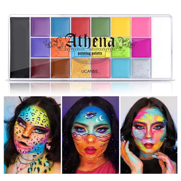 UCANBE Athena Face Body Paint Oil Palette, Professional Flash Non Toxic Safe Tattoo Halloween FX Party Artist Fancy Makeup Painting Kit For Kids and Adult - Image 7