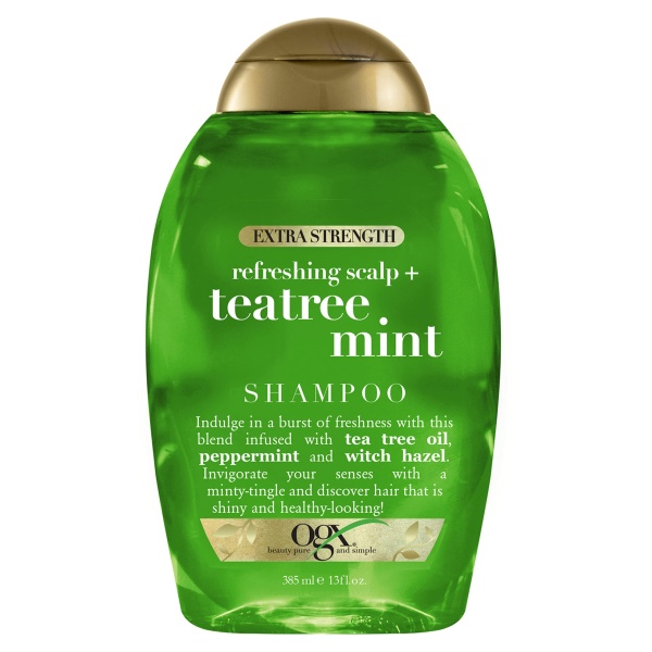 OGX Extra Strength Refreshing Scalp + Teatree Mint , Invigorating Scalp Shampoo with Tea Tree & Peppermint Oil & Witch Hazel, Paraben/ Sulfate-Free Surfactants, 13 fl oz