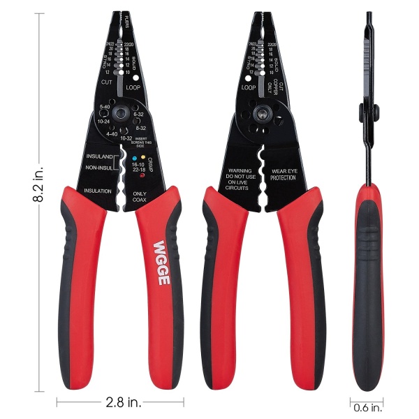 WGGE WG-015 Professional 8-inch Wire Stripper/wire crimping tool, Wire Cutter, Wire Crimper, Cable Stripper, Wiring Tools and Multi-Function Hand Tool. - Image 6