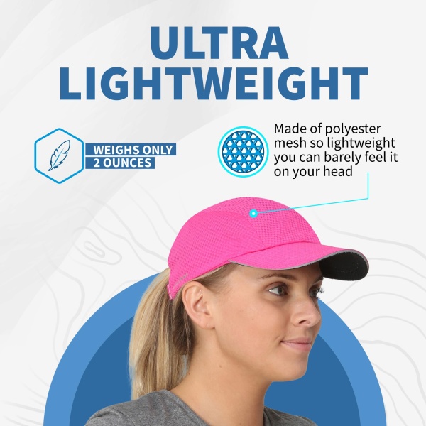 TrailHeads Women's Race Day Performance Running Cap, Lightweight & Quick Drying Mesh Sports Hat with Reflective Trim - Pink Punch - Image 5