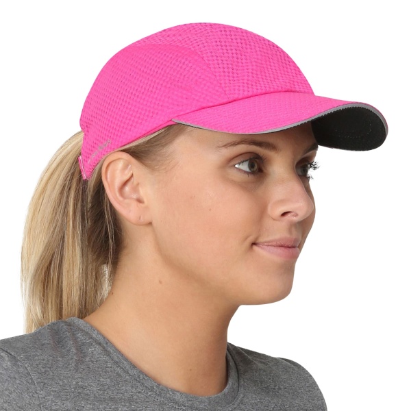 TrailHeads Women's Race Day Performance Running Cap, Lightweight & Quick Drying Mesh Sports Hat with Reflective Trim - Pink Punch