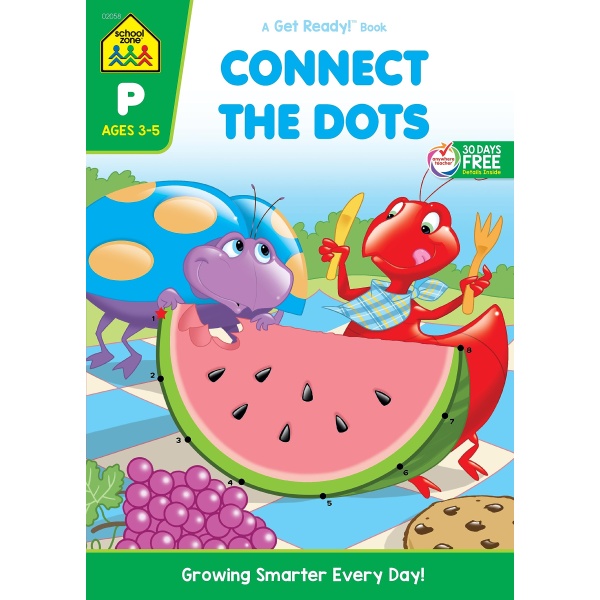 School Zone - Connect the Dots Workbook - 32 Pages, Ages 3 to 5, Preschool, Kindergarten, Dot-to-Dots, Counting, Number Puzzles, Numbers 1-10, Coloring, and More (School Zone Get Ready!™ Book Series)