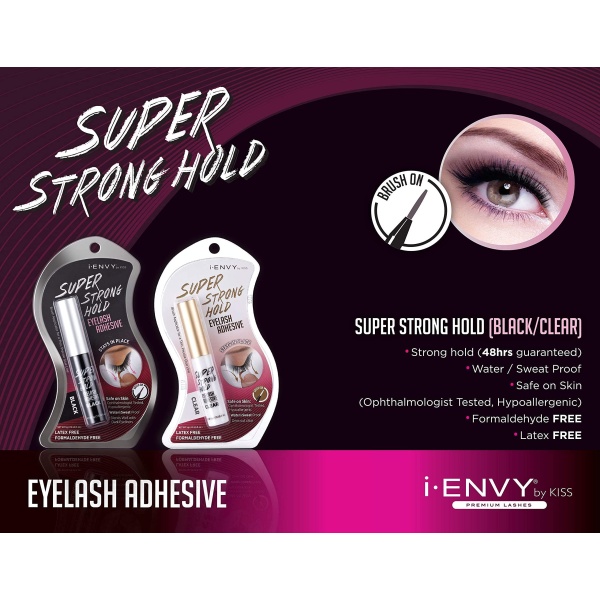 i-ENVY By KISS Super Strong Hold Eyelash Adhesive, Waterproof Long-Lasting Strip Lash Glue, Natural-Looking Allergy & Latex Free with Brush Applicator (Clear) - Image 3