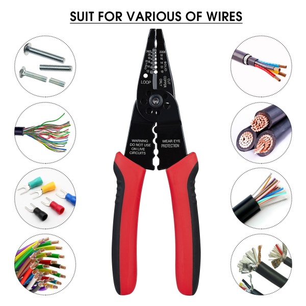 WGGE WG-015 Professional 8-inch Wire Stripper/wire crimping tool, Wire Cutter, Wire Crimper, Cable Stripper, Wiring Tools and Multi-Function Hand Tool. - Image 3