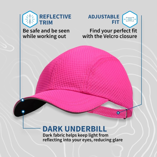 TrailHeads Women's Race Day Performance Running Cap, Lightweight & Quick Drying Mesh Sports Hat with Reflective Trim - Pink Punch - Image 2