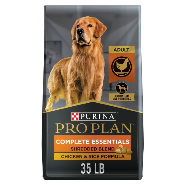 Purina Pro Plan High Protein Dog Food With Probiotics for Dogs, Shredded Blend Chicken & Rice Formula - 35 lb. Bag