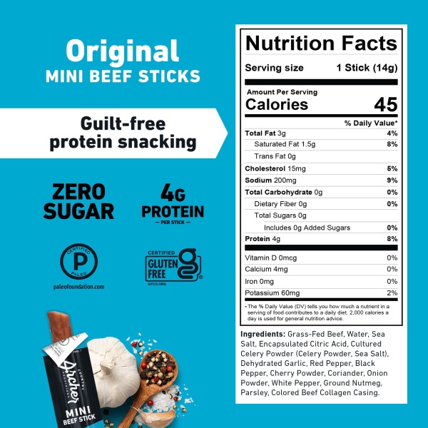 Original Mini Jerky Beef Sticks by Country Archer, 100% Grass-Fed, Gluten Free, High Protein Snacks, 5 Ounce, 28 Count - Image 4