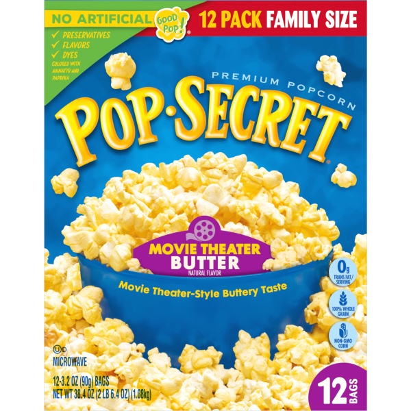 Pop Secret Microwave Popcorn, Movie Theater Butter, Flavor, 3 Oz Sharing Bags, 12 Ct - Image 3