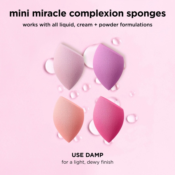 Real Techniques Mini Miracle Complexion Sponges, Small Makeup Blending Sponges, For Foundation & Concealer, Mini Size for Under Eyes & Touch-Ups, Natural Makeup, Latex-Free, 4 Count - Image 3