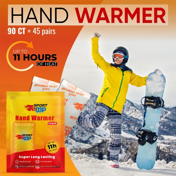 Odorless Hot Hand Warmer (45 Pairs) - Up to 11 Hours of Heat, Super Long Lasting - Easy, All Natural - Air Activated, for Body& Toes - Sport Temp - Image 7