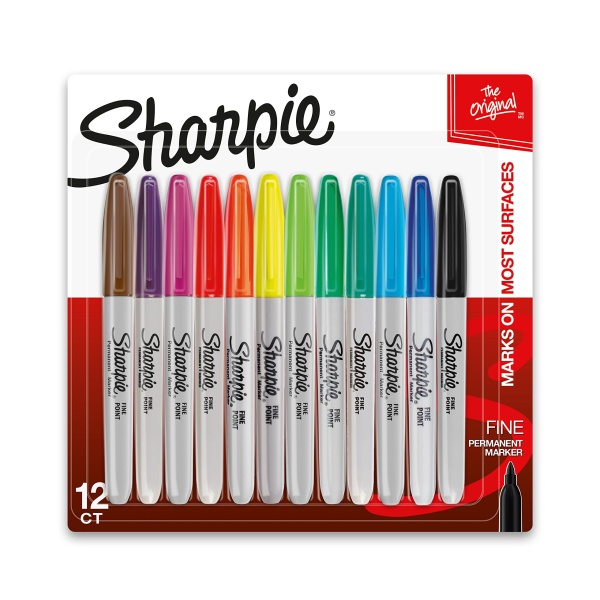 Sharpie Fine Point Permanent Marker, Assorted Colors, 12 count