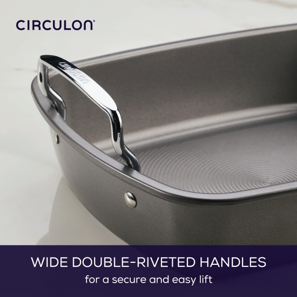 Circulon Nonstick Roasting Pan / Roaster with Rack - 17 Inch x 13 Inch, Gray - Image 6