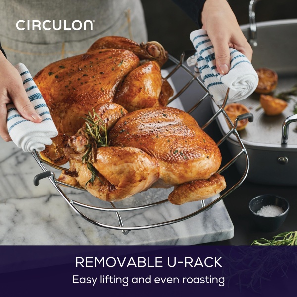 Circulon Nonstick Roasting Pan / Roaster with Rack - 17 Inch x 13 Inch, Gray - Image 7