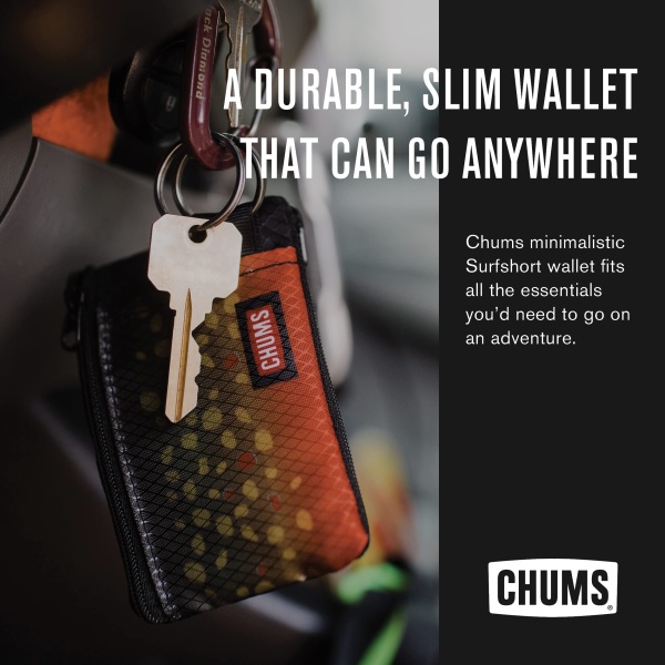 Chums Surfshorts Wallet - Lightweight Zippered Minimalist Wallet with Clear ID Window - Water Resistant with Key Ring (Black/Blue),One-size,18401127 - Image 5