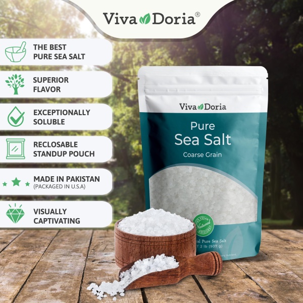 Viva Doria Pure Sea Salt, Coarse Grain, 2 lb | Ideal For Salt Grinders - Image 3