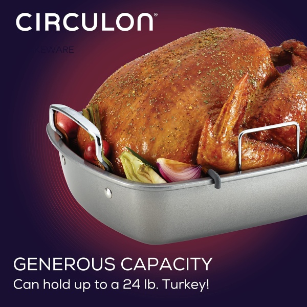 Circulon Nonstick Roasting Pan / Roaster with Rack - 17 Inch x 13 Inch, Gray - Image 4