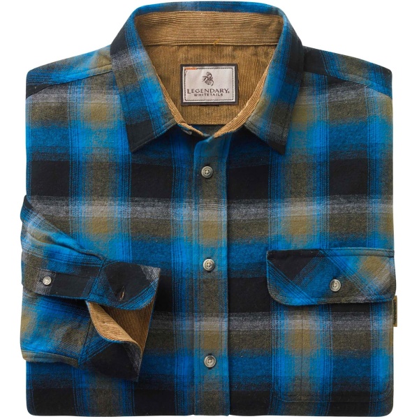 Legendary Whitetails Men's Buck Buck Camp Flannel Shirt, Long Sleeve Plaid Button Down Casual Shirt for Men, with Corduroy Cuffs, Fall & Winter Clothing, Cobalt Plaid, X-Large - Image 5