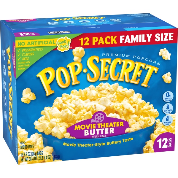 Pop Secret Microwave Popcorn, Movie Theater Butter, Flavor, 3 Oz Sharing Bags, 12 Ct - Image 2