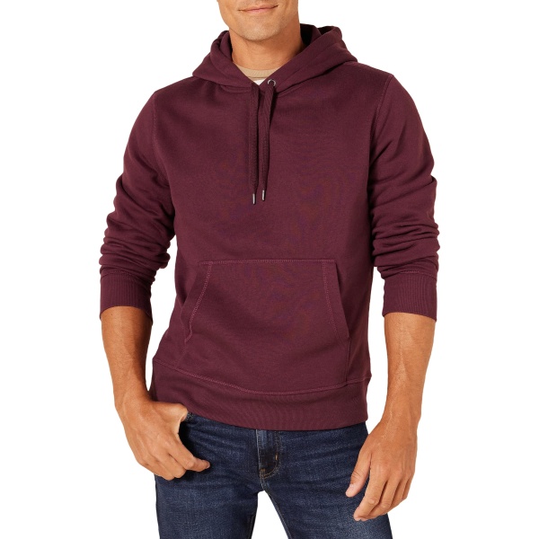 Amazon Essentials Men's Hooded Fleece Sweatshirt (Available in Big & Tall), Burgundy, XX-Large